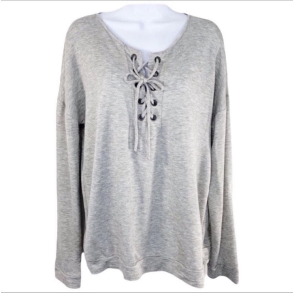 12 PM BY MON AMI lace up top S gray